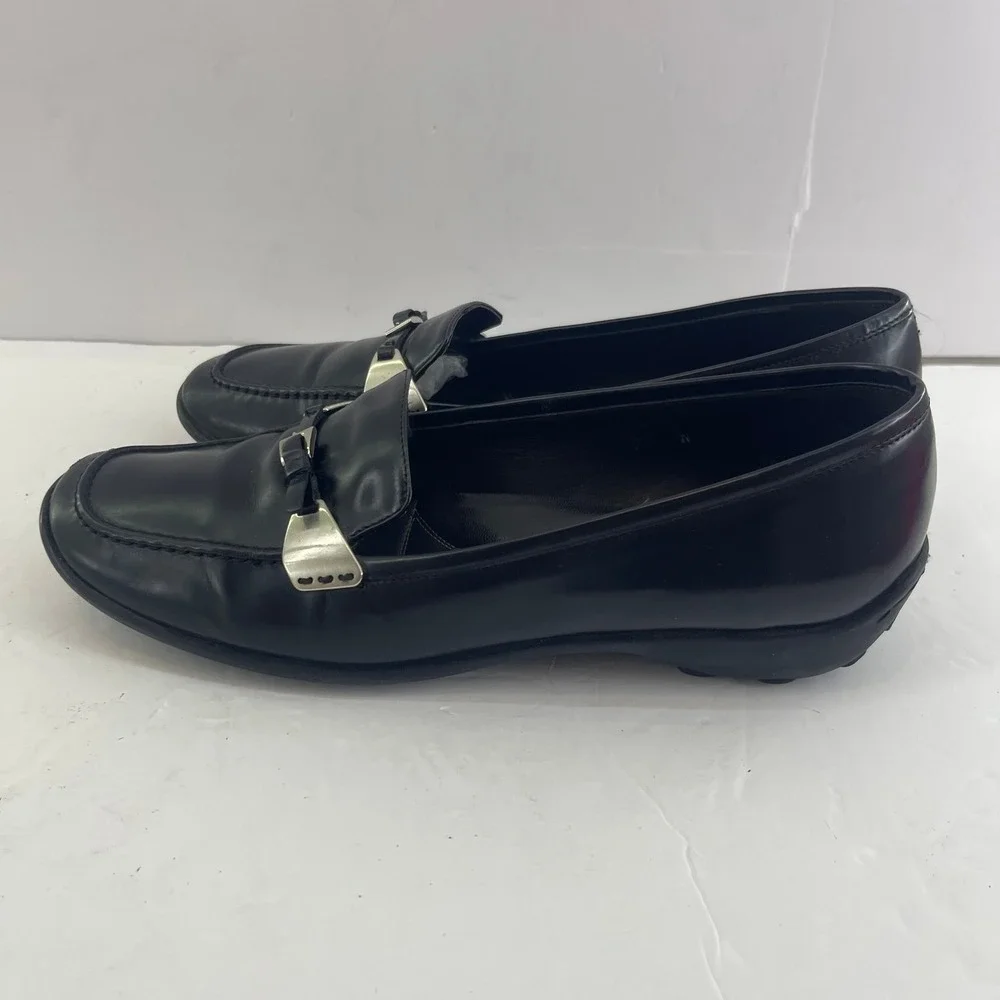 Sesto Meucci‎ Loafers Womens 7.5N Black Buckle Leather Driving Flats Chic
